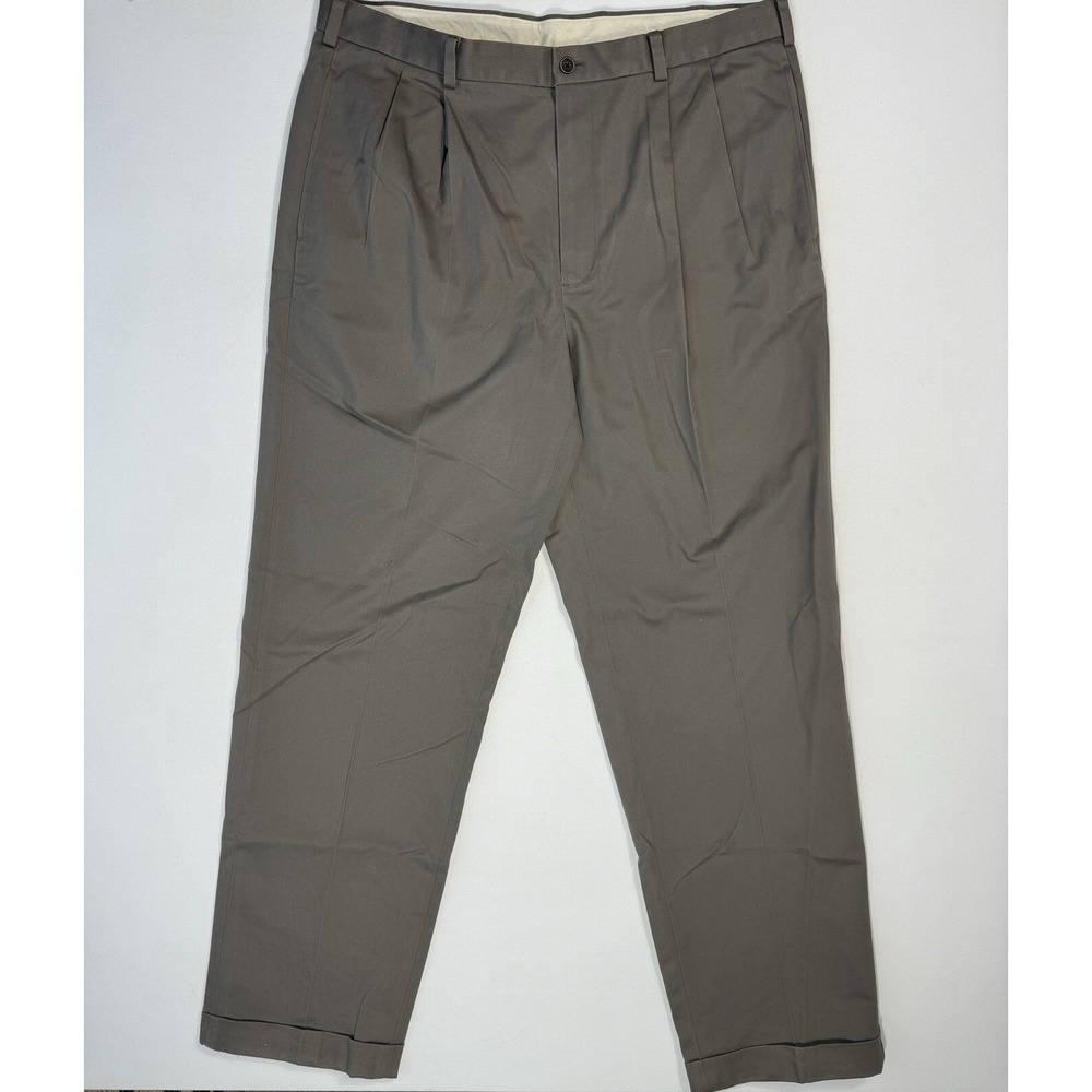 Brooks Brothers Advantage Chino Elliot Mens 38x34 (38x33) Grey Cuffed Modern